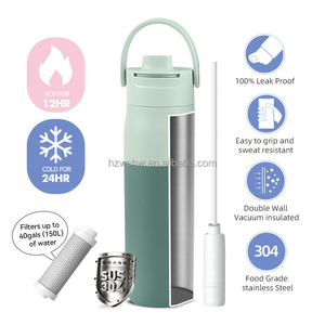 Bouteille d'eau en acier inoxydable à double paroi avec filtre, sans BPA, nouvelle arrivée, 680 ml/1000 ml, logo personnalisé de luxe, filtre à charbon - Product Image 3