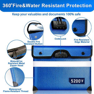 Nuevo producto Resistencia al calor extremo 5200F Código de tela de fibra de vidrio Ziplock Ignífugo Anti-Fuego <span class=keywords><strong>Bolsa</strong></span> de documentos a prueba de agua - Product Image 2