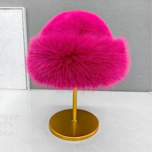 <strong>Fluffy</strong> Faux Fur Breathable Bucket <strong>Hat</strong> for Women Luxury Plush Warm Winter <strong>Hat</strong> Thick Snowy Day - Product Image 1