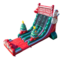 Grand toboggan aquatique gonflable Père Noël du Pôle Nord, thème sapin de Noël, pour parc d'attractions, festival d'hiver, location