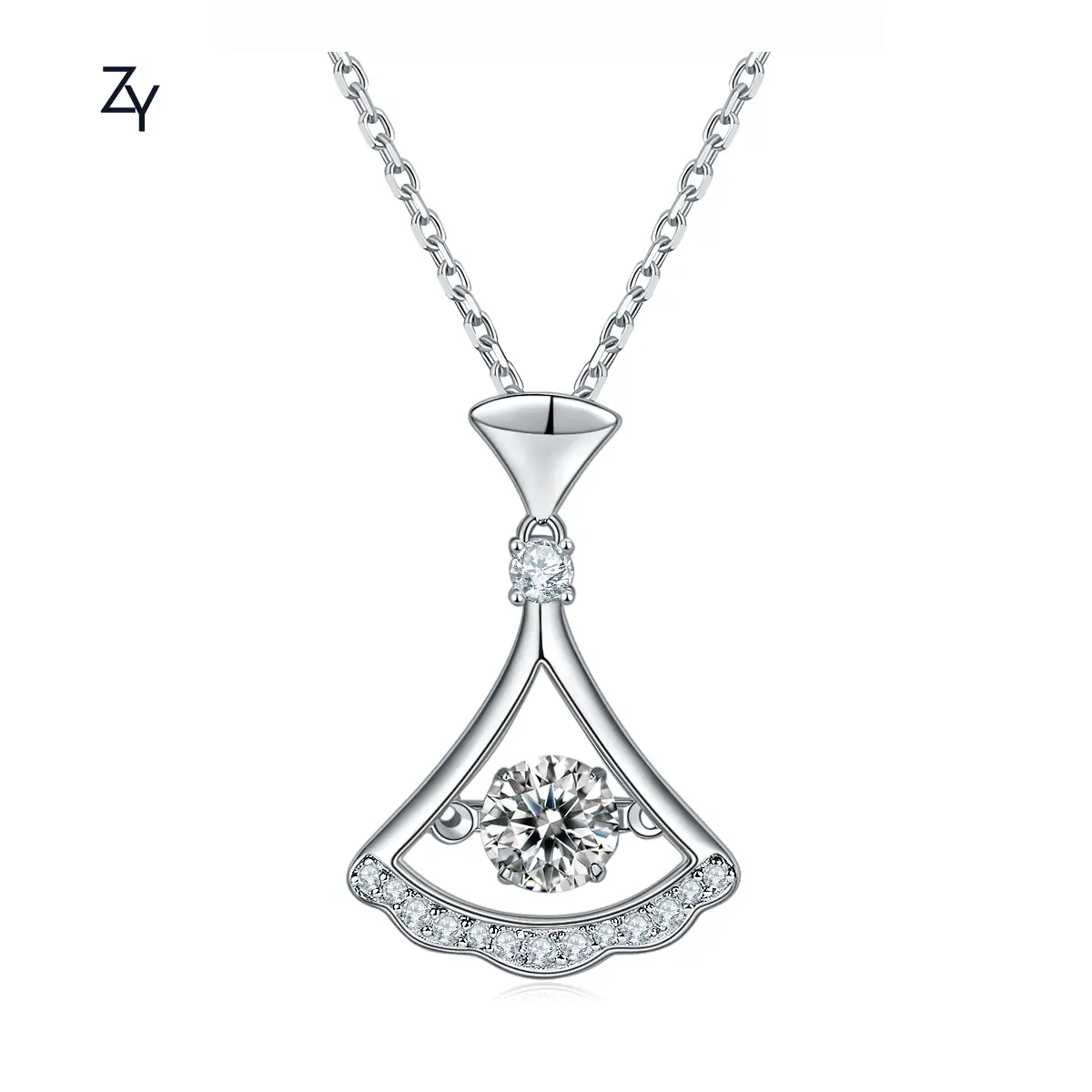 Женское ожерелье с подвеской ZHUANGYEE, роскошное ожерелье из стерлингового серебра 6,5 пробы с покрытием из белого круга, 925 мм, 1 карат