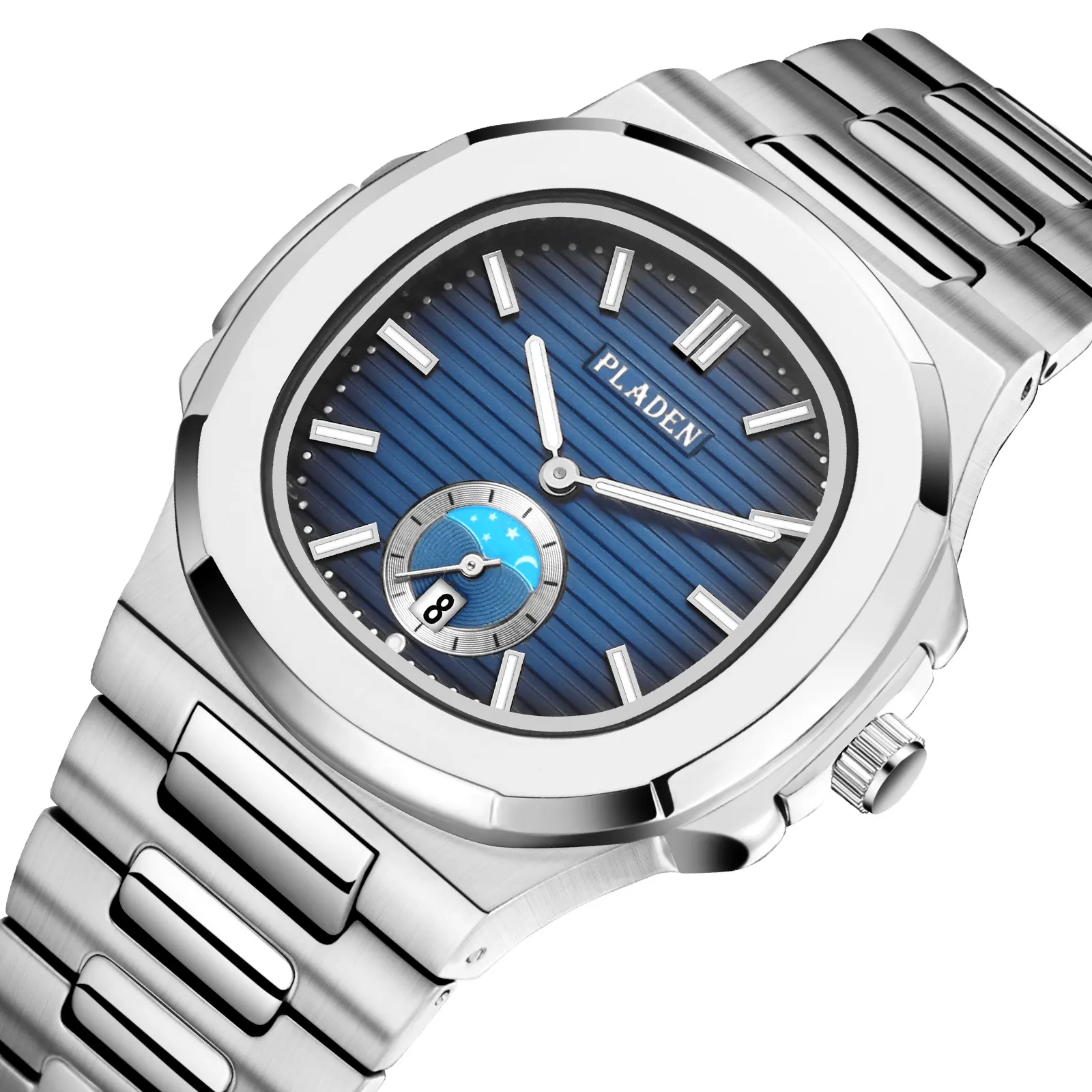 High End Men PLADEN Analog Quartz Wristwatch Elegance Watches Stainless Steel Relojes Hombre China Case OEM
