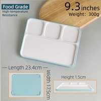 Assiettes à dîner divisées en mélamine de 9,3 pouces, quatre compartiments, style moderne minimaliste, assiettes pour étudiants, cantine, restauration rapide