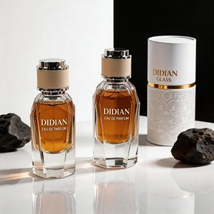 Flacone di Profumo di Lusso Unico e di Alta Gamma in Ambra con Fondo Irregolare, 30ml 50ml, Vuoto, in Vetro, con Scatola Regalo - Product Image 4