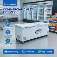 Congélateur horizontal à double porte, grande capacité, pour le stockage d'aliments congelés, avec portes solides verrouillables