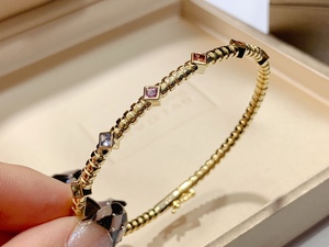 ทอง18K แข็งสีเหลือง VS เพชรเจ้าหญิงตัดไพลิน<span class=keywords><strong>ทับทิม</strong></span>รุ้งกำไลผู้หญิงหรูหราการออกแบบล่าสุดเสน่ห์บางกำไล - Product Image 5