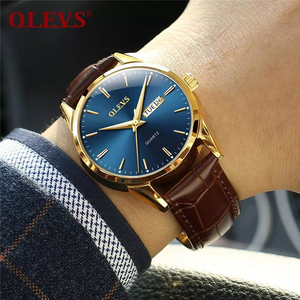 Olevs 6898L coppia <span class=keywords><strong>orologio</strong></span> Top Brand fashion Business in pelle traspirante <span class=keywords><strong>orologio</strong></span> al quarzo a mano luminoso <span class=keywords><strong>regalo</strong></span> da <span class=keywords><strong>uomo</strong></span> - Product Image 6