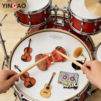 Autocollants découpés sur mesure en vinyle imperméable et durable, à thème instruments de musique de dessins animés, pour adolescents et fans de musique, pour décorer guitares, basses et batteries