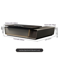 Bureau de direction en L haut de gamme LBZ-200X avec armoire latérale, personnalisable, pour patron ou manager, style luxe léger