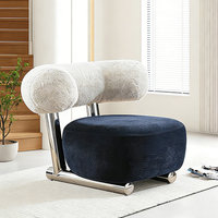 Fauteuil Sled Designer Nordique Moderne en Velours Sherpa Écologique avec Pieds en Acier Inoxydable – Canapé Fauteuil de Balcon Décontracté Sensation Premium