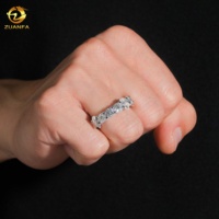 Cincin Moissanite Perak 925 Lapis Rhodium, Pengiriman Cepat dari AS, Lulus Uji Diamond, Cincin Pria Hip Hop