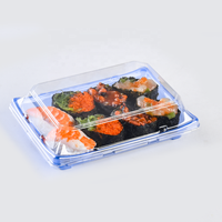 Boîtes d'emballage rectangulaires bleues pour sushis à emporter, en plastique PET, pour servir et livrer des sushis, barquettes jetables pour sushis