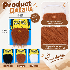 Vente en gros <span class=keywords><strong>de</strong></span> fausses barbes noires, brunes et blanches, accessoires <span class=keywords><strong>de</strong></span> <span class=keywords><strong>déguisement</strong></span> amusants, accessoires <span class=keywords><strong>de</strong></span> scène <span class=keywords><strong>pour</strong></span> Halloween, cosplay et fêtes - Product Image 3