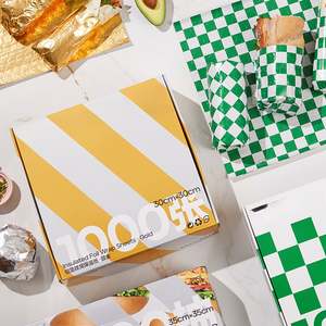 Feuilles d'emballage pour hamburgers en aluminium jetable, papier anti-graisse, papier enduit de PE, plateaux anti-graisse, rembourrage - Product Image 1