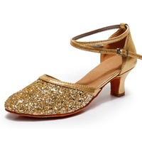 Chaussures de danse latine salsa kizomba à paillettes dorées pour femmes