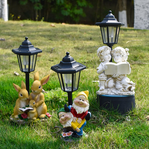 Luces Solares para Jardín, Estatuas de Resina para Jardín, Figura de Conejo Leyendo con LED Solar, Impermeable, Adornos para Césped, Patio y Jardín - Product Image 1