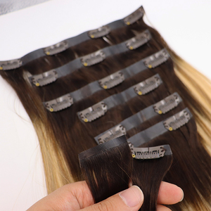 Nuevo diseño Remy Grade High-Light Color PU Skin Weft Seamless Clip-In Extensiones de cabello humano - Product Image 4