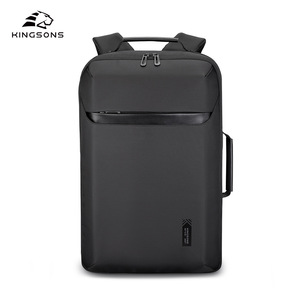 Kingsons Laptop <b>Backpack</b> <b>Black</b> And Blue Water Resistant Unisex For Travel And Commuting With Hard Handle And Laptop Compartment - Product Image 2