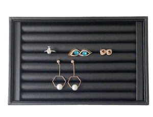 Plateau à bijoux en cuir PU noir grande capacité pour le rangement et la présentation de bagues, colliers et boucles d'oreilles - Product Image 6