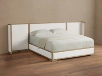 Lit plateforme moderne de luxe en bois massif, design incurvé, rembourré, pour chambre parentale, collection de luxe