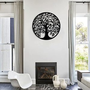 Decoración de Pared de Estilo Europeo, <span class=keywords><strong>Simple</strong></span>, de Metal, para el Hogar, Adorno Colgante de Hierro Cortado con Láser, Árbol de la Vida - Product Image 3