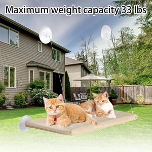 Modern Small Window Install Brown Woven <b>Fabric</b> Rectangle Pet <b>Cat</b> Hammock 4 Seasons Comfortable Warm <b>Cat</b> Hanging Bed Carton - Product Image 4