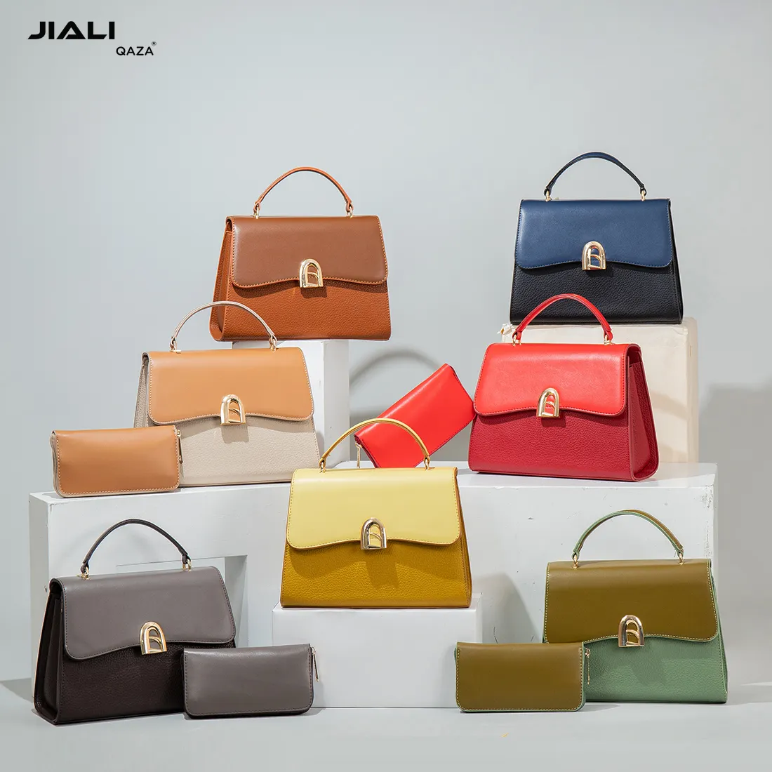 QAZA hot selling wholesale luxury 2 in 1 ladies hand bags 2024 designer new fashion PU leather women vegan shoulder tote bag