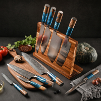 Pisau Pemotong Tulang AMSZL 6 Inci Baja Tahan Karat Ambidextrous, Finishing Poles Tinggi, Desain Modern, Gagang Kayu Resin, Pisau Dapur Serbaguna