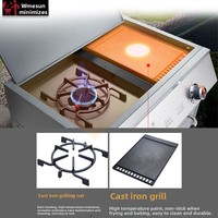 Cuisinière à gaz extérieure intégrée en acier au carbone de qualité supérieure avec support de gril épaissi Surface antiadhésive Dompteur de flamme Dessus de table de sécurité