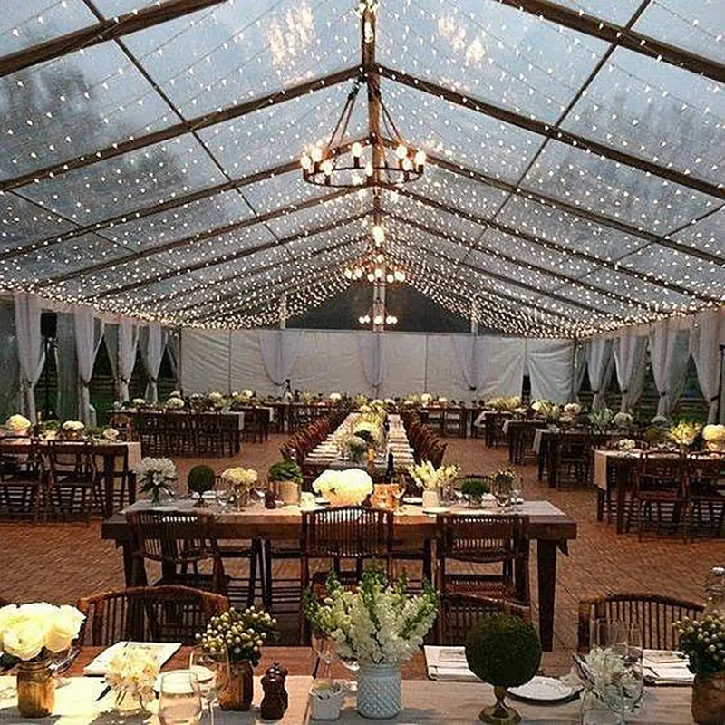 바닥 야외 이벤트와 파티 이벤트를위한 투명 흰색 천막 투명 투명 대형 천막 무거운 캐노피 웨딩 텐트
