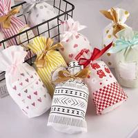 Sac à bonbons doré MU, sac en plastique PE pour festival avec cordon de serrage en ruban, sac cadeau pour bonbons, pochette en plastique pour emballage cadeau
