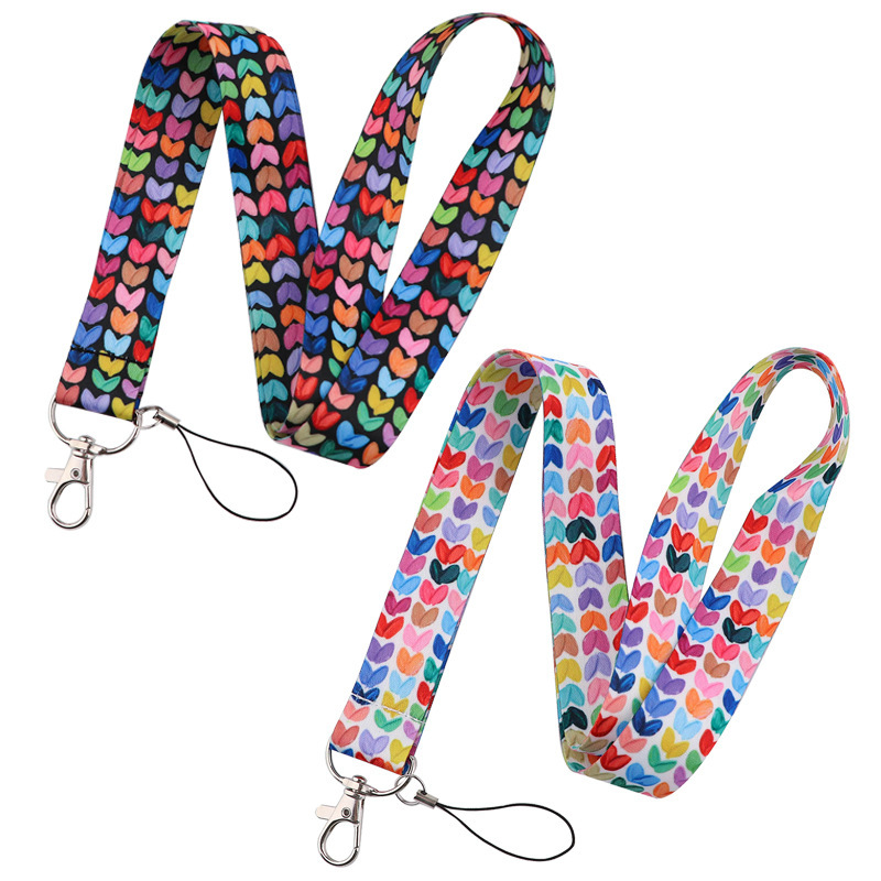 Fashion Heart Shape Design Lanyards Wholesale Promotional Gifts Phone Neck Satin Lanyards Custom Portable ID Card Holder Lanyard