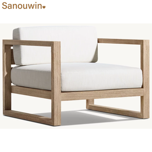 Fauteuil de salon extérieur moderne en teck résistant aux intempéries avec <span class=keywords><strong>coussin</strong></span> - Product Image 3