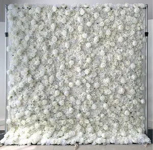 H05541カスタマイズされたマリアージュの装飾壁の花3Dロールアップ布人工シルクの花の壁の結婚式用品背景の装飾