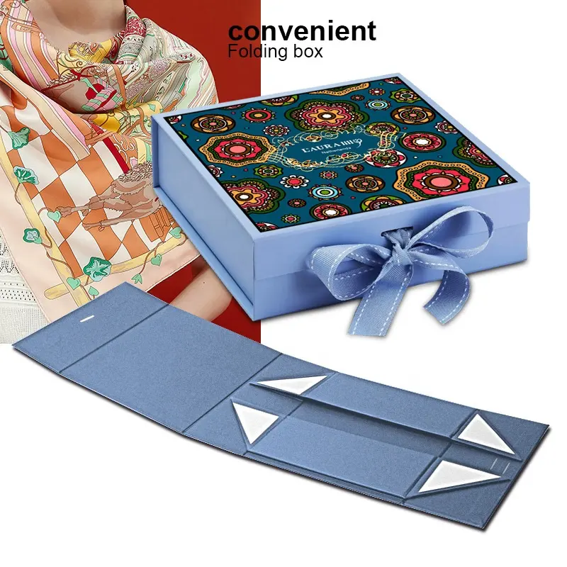 Индивидуальный Логотип Средний Восток синий шарф коробка упаковка шифон Дубай Стиль Шея шарф коробка бумага