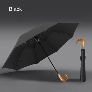 Jinjiang YLF Classic Polyester Folding <b>Umbrella</b> Supplier Solid Wood Hook Semi-Auto Open Promotional Large Gift Gentleman - Product Image 3