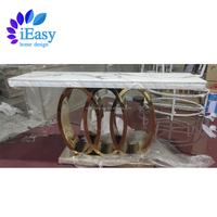 IEasy – console de table moderne en acier inoxydable à 3 anneaux de haute qualité, meuble de table en marbre doré