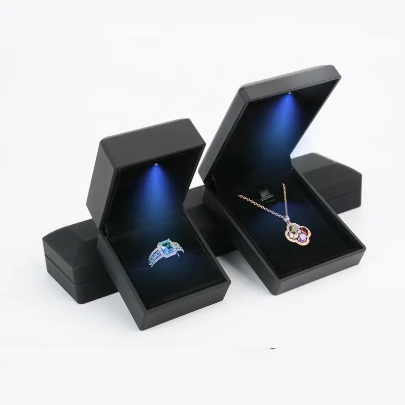 Personnalisé Luxe Petit Présentoir de Fin de Gamme en Jade Cadeau Bracelet Pendentif Lumière LED Anneau Boîte d'Emballage de Bijoux avec Lumière