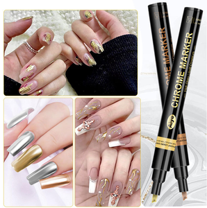 ปากกาเพ้นท์โครเมี่ยมสูตรน้ำ สีทองเข้มประกายเมทัลลิก ปากกาเมทัลลิกแบบปฏิกิริยา ให้ผิวเงาแบบกระจก สำหรับตกแต่งเล็บ วาดภาพ DIY - Product Image 6
