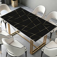 Nappe de table imprimée RNPT en PVC, ligne dorée foncée, rectangulaire, élégante, décorative, pour restaurant, hôtel, banquet