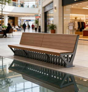 Banco Moderno para Metro Y01, Asientos Premium para Estaciones de Tren - Estructura de Madera y Acero Impermeable, Ideal para Áreas de Tránsito Interiores/Exteriores - Product Image 5