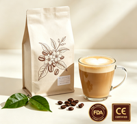 Sachet de café en papier kraft à 8 soudures latérales avec valve unidirectionnelle et fermeture éclair, logo personnalisé, emballage haute barrière en feuille d'aluminium métallisée