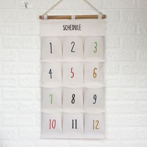 12 Pockets Cotton Linen Digital Hanging Storage Bag Behind <b>Doors</b> Wall Pocket Organizer With <b>Numbers</b> Hanging Storage Bag - Product Image 2