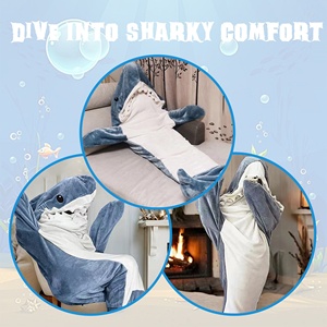 Populaire adulte bleu/rose flanelle requin Costume sac de couchage hommes femmes drôle Onesie cadeau correspondant pyjama famille Festival soirée pyjama - Product Image 2