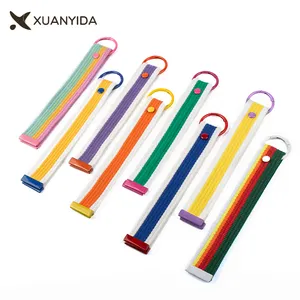 Blank colorful stripes keychain with O spring buckle