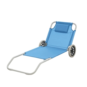 Chaise longue de plage pliable en aluminium LIONE moderne bleue 145x63x15 pour les loisirs en plein air, la cour, la piscine, le parc, en matériau PE - Product Image 1