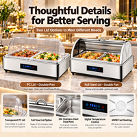 Chauffe-Plat Électrique Professionnel 9L en Acier Inoxydable avec Couvercle Roulant et Contrôle Intelligent de la Température pour Buffets et Banquets de Mariage