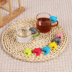Colgador de bolsas de té bonitas de silicona de 6 piezas, Clip colorido para bolsas de té con forma de Animal, soportes para tazas y marcadores para tazas