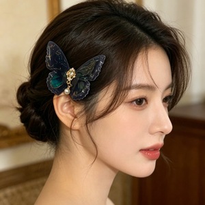 Exquisite rhinestone butterfly hair <b>clip</b>, side <b>clip</b>, elegant hairpin for women, 2025 new style, high-end duckbill <b>clip</b> head - Product Image 3