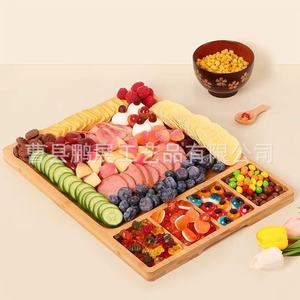 Pengzhan Wooden Divided <b>Tray</b> 45x35cm Multifunctional Serving Platter For <b>Snacks</b> Fruits And Meals - Product Image 1